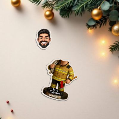 Personalized Firefighter Heo Bobblehead Caricature with Battery Powered Moving Head Creative Desk & Office Table Decor Unique Gift for Firemen